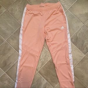 Full length, small, salmon adidas joggers